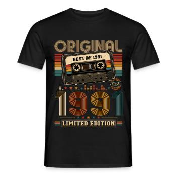 Cassette Gift Man pour le 35e anniversaire Best of 1991 - T-shirt homme - noir - Devant - AI Model Male 178 light (178cm)