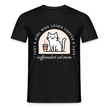 Katzenmama und Kaffeeliebhaberin - Männer T-Shirt - Schwarz - Vorne - AI Model Male 178 light (178cm)