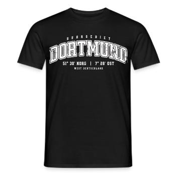 Dortmund GPS Design – Ruhrgebiet College Stil - Männer T-Shirt - Schwarz - Vorne - AI Model Male 178 light (178cm)