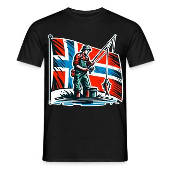 Drapeau de Norvège Angler - T-shirt homme - noir - Devant - AI Model Male 178 light (178cm)