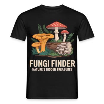 Mushroom Picking Gift Idea for Mushroom Lovers - Men's T-Shirt - black - Front - AI Model Male 178 light (178cm)