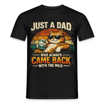 Daddy Cat Milk Humor | Vatertagsgeschenk Drôl - Männer T-Shirt - Schwarz - Vorne - AI Model Male 178 light (178cm)