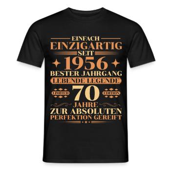 Einzigartig seit 1956 – Legende 70. Geburtstag - Männer T-Shirt - Schwarz - Vorne - AI Model Male 178 light (178cm)