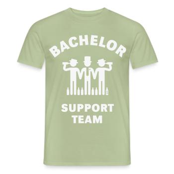 Équipe de soutien pour célibataires (Marié / Enterrement de vie de garçon / Blanc) - T-shirt homme - vert sauge - Devant - AI Model Male 178 light (178cm)
