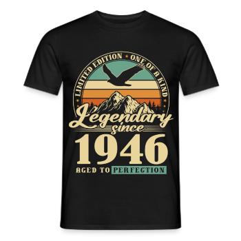 Geschenk, geboren 1946, 80. Geburtstag, 80 Jahre - Männer T-Shirt - Schwarz - Vorne - AI Model Male 178 light (178cm)