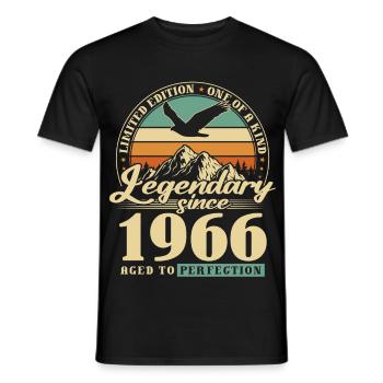 Gift, born in 1966, 60th birthday, 60 years - Men's T-Shirt - black - Front - AI Model Male 178 light (178cm)