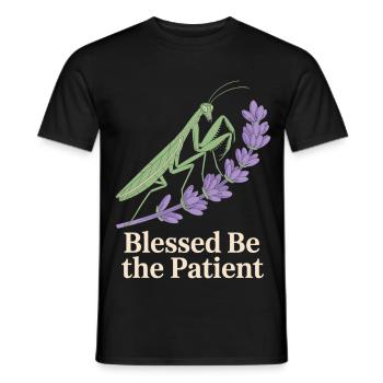 Praying mantis with lavender - Men's T-Shirt - black - Front - AI Model Male 178 light (178cm)