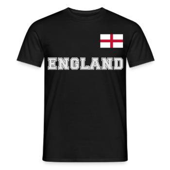 Look maillot de l’ANGLETERRE avec drapeau sur la poitrine - T-shirt homme - noir - Devant - AI Model Male 178 light (178cm)