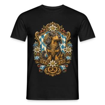 Dachshund, wire-haired dachshund, long-haired dachshund - Men's T-Shirt - black - Front - AI Model Male 178 light (178cm)