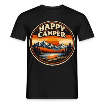 Happy Camper Camping Vintage | Na Hiking Gift - Männer T-Shirt - Schwarz - Vorne - AI Model Male 178 light (178cm)