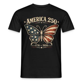 America 250 Vintage Schmetterling | Nationalfeiertag der USA - Männer T-Shirt - Schwarz - Vorne - AI Model Male 178 light (178cm)