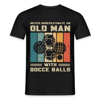 Ne sous-estimez jamais un vieil homme avec des boules de bocce - T-shirt homme - noir - Devant - AI Model Male 178 light (178cm)