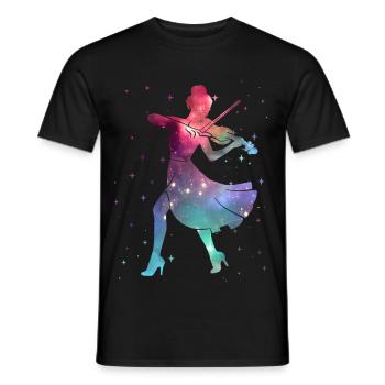 Violin Violinist Space Ladies Girl Violin - Men's T-Shirt - black - Front - AI Model Male 178 light (178cm)