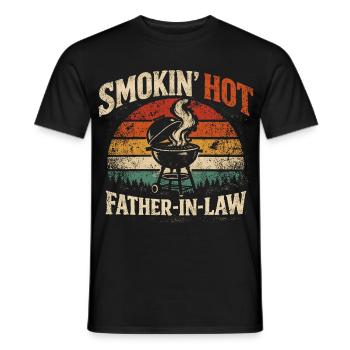 Smokin Hot Father-in-Law Barbecue | Humor Gift - Men's T-Shirt - black - Front - AI Model Male 178 light (178cm)