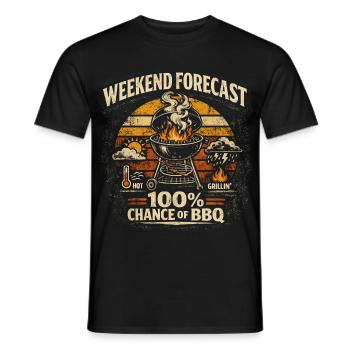 Wetter am Barbecue-Wochenende | Retro-Grill-Humor - Männer T-Shirt - Schwarz - Vorne - AI Model Male 178 light (178cm)