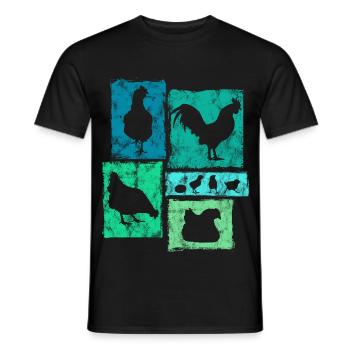 Graphique rétro des poulets pour l’agriculteur et la ferme - T-shirt homme - noir - Devant - AI Model Male 178 light (178cm)