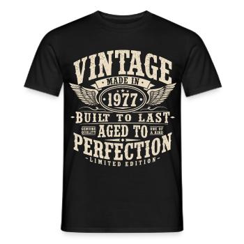Vintage 1977 Vintage Cadeau d’anniversaire rétro - T-shirt homme - noir - Devant - AI Model Male 178 light (178cm)