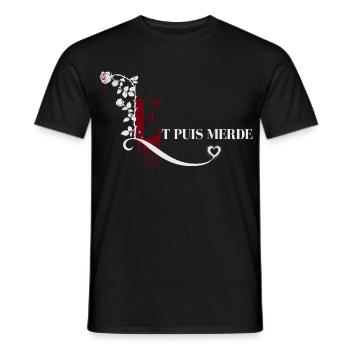 Phrase culte lectrice Dark Romance - Et puis merde - T-shirt homme - noir - Devant - AI Model Male 178 light (178cm)