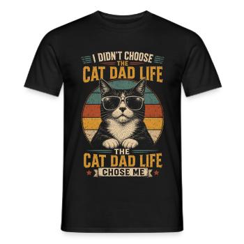 Cat Daddy, Katzenpapa, Cat Dad Life - Männer T-Shirt - Schwarz - Vorne - AI Model Male 178 light (178cm)