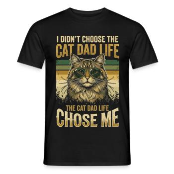 Cat Daddy, Katzenpapa, Cat Dad Life - Männer T-Shirt - Schwarz - Vorne - AI Model Male 178 light (178cm)