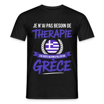 Besoin de Grèce Pas de thérapie - T-shirt homme - noir - Devant - AI Model Male 178 light (178cm)