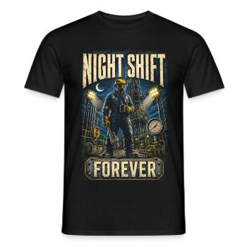 Oil Rig Rig Worker Night Shift Forever - Men's T-Shirt - black - Front - AI Model Male 178 light (178cm)