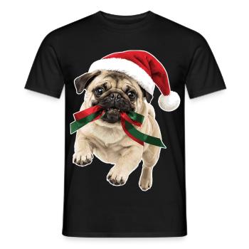 Verspielter Weihnachts Mops - Männer T-Shirt - Schwarz - Vorne - AI Model Male 178 light (178cm)
