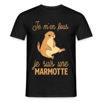 Marmotte décontractée, je m'en fous - T-shirt homme - noir - Devant - AI Model Male 178 light (178cm)