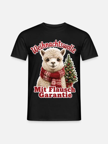 Weihnachtswolle mit Flausch Garantie - Männer T-Shirt - Schwarz