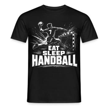 Handball Eat Sleep Repeat Motif - Men's T-Shirt - black - Front - AI Model Male 178 light (178cm)