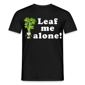 Leaf Me Alone Celery Pun Tee - Men's T-Shirt - black - Front - AI Model Male 178 light (178cm)