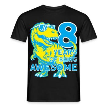 DINO 8 ANS DE DINOSAURE 8E ANNIVERSAIRE - T-shirt homme - noir - Devant - AI Model Male 178 light (178cm)