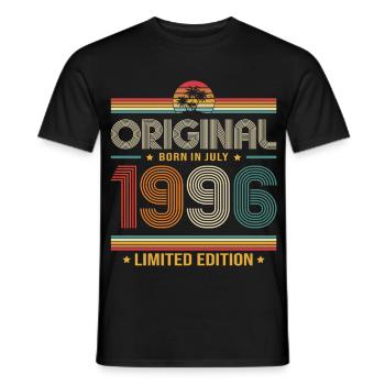 Cadeau pour le 30e anniversaire Millésime de juillet 1996 - T-shirt homme - noir - Devant - AI Model Male 178 light (178cm)