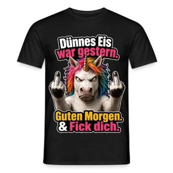 Einhorn Ohne Morgenlaune - Männer T-Shirt - Schwarz - Vorne - AI Model Male 178 light (178cm)