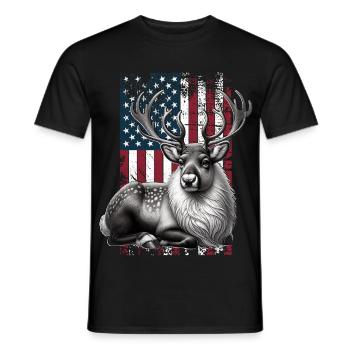 Reindeer US Rentier - Men's T-Shirt - black - Front - AI Model Male 178 light (178cm)