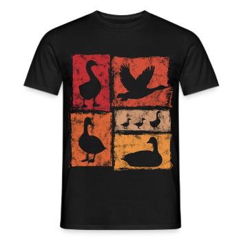Gänse In Perspektive - Retro Bauernhof Grafik - Männer T-Shirt - Schwarz - Vorne - AI Model Male 178 light (178cm)