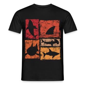Hai Silhouetten in Perspektive Grafik - Männer T-Shirt - Schwarz - Vorne - AI Model Male 178 light (178cm)