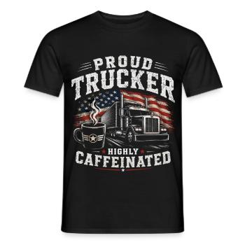 Camions, transport, café, chauffeur - T-shirt homme - noir - Devant - AI Model Male 178 light (178cm)