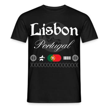 Lisbon Portugal Streetwear Travel Souvenir - Men's T-Shirt - black - Front - AI Model Male 178 light (178cm)