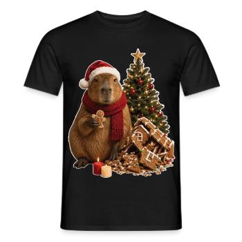 Magie de l’Avent de Capybara de Noël - T-shirt homme - noir - Devant - AI Model Male 178 light (178cm)