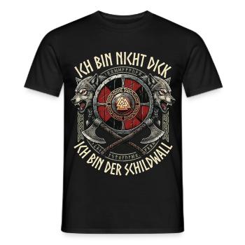 Wikinger, Ich Bin Der Schildwall, Odins Wölfe - Männer T-Shirt - Schwarz - Vorne - AI Model Male 178 light (178cm)
