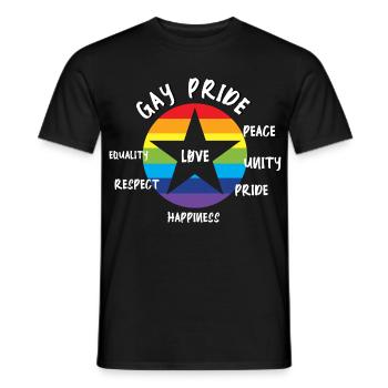 love gay CSD regenbogen stolz vielfalt stern LGBTQ - Männer T-Shirt - Schwarz - Vorne - AI Model Male 178 light (178cm)