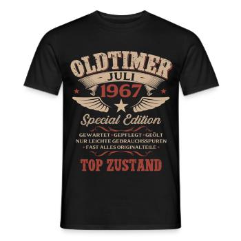 59. Geburtstag Geschenk Mann Oldtimer Juli 1967 - Männer T-Shirt - Schwarz - Vorne - AI Model Male 178 light (178cm)
