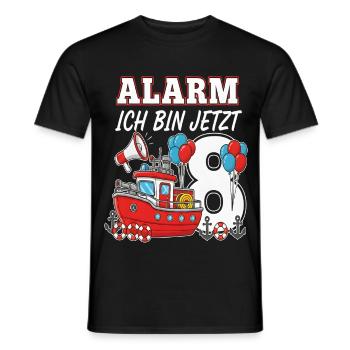 Alarm Ich Bin Jetzt 8 Feuerwehr Geburtstag - Männer T-Shirt - Schwarz - Vorne - AI Model Male 178 light (178cm)