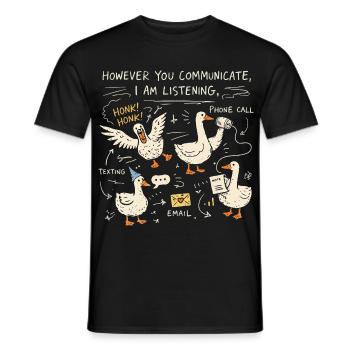 I'm Listening to Geese Humor | Speech and Language Therapy Gift - Men's T-Shirt - black - Front - AI Model Male 178 light (178cm)