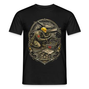 Mécanicien militaire - T-shirt homme - noir - Devant - AI Model Male 178 light (178cm)