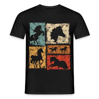 Einhörner in Perspektiven mit Sternen - Männer T-Shirt - Schwarz - Vorne - AI Model Male 178 light (178cm)
