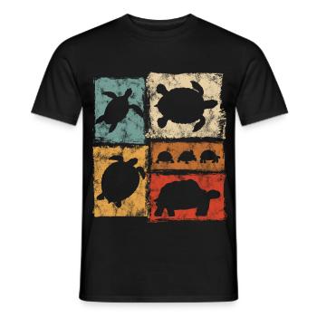 Turtles in Perspective Vintage Print - Men's T-Shirt - black - Front - AI Model Male 178 light (178cm)