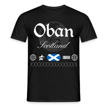 Oban Scotland Streetwear Travel Souvenir - Men's T-Shirt - black - Front - AI Model Male 178 light (178cm)