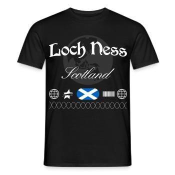 Souvenir de voyage pour le streetwear du Loch Ness, Écosse, - T-shirt homme - noir - Devant - AI Model Male 178 light (178cm)